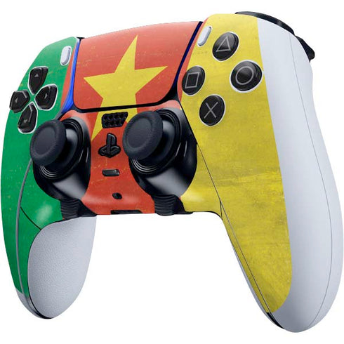 Cameroon Flag Distressed PS5 DualSense Edge Pro Controller Skin